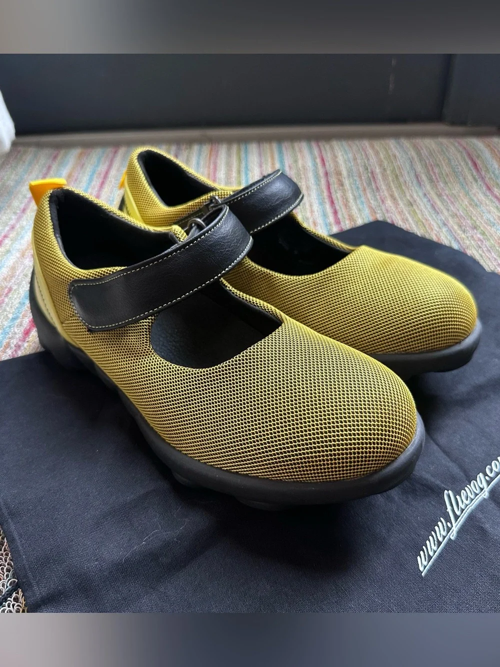 Fluevog LIKE NEW Urban Angels Pilot yellow vegan mesh Velcro sneaker-8 (fit 7.5)